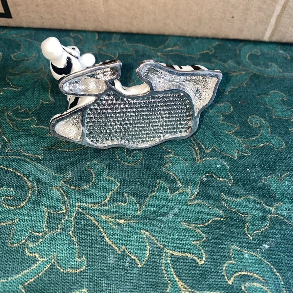 Vintage Enamel Zebra Jewelry /‎ Trinket Box W/ Crystal Jewels